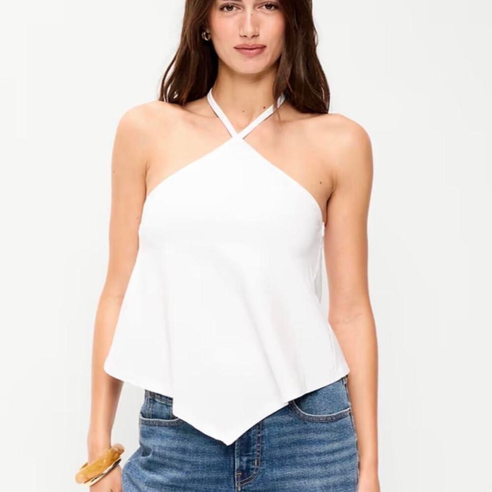 White Old Navy Halter Handkerchief Tank Top